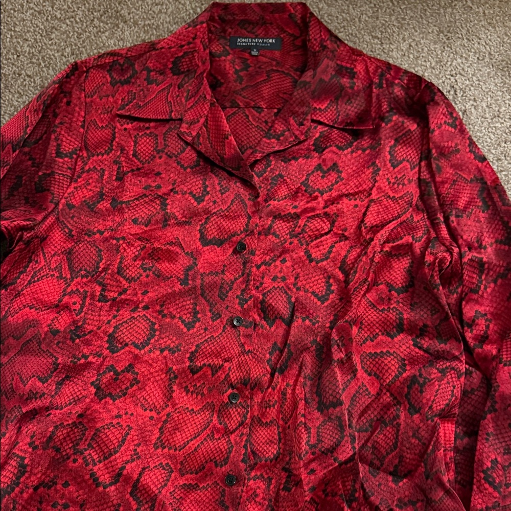 Jones New York Red Snake Pattern Shirt